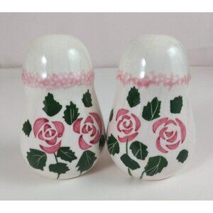 Vintage Shabby Chic Pink Rose Cottage Salt & Pepper Shakers